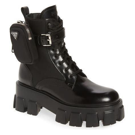 prada combat boots with pouch|Prada block heel combat boots.